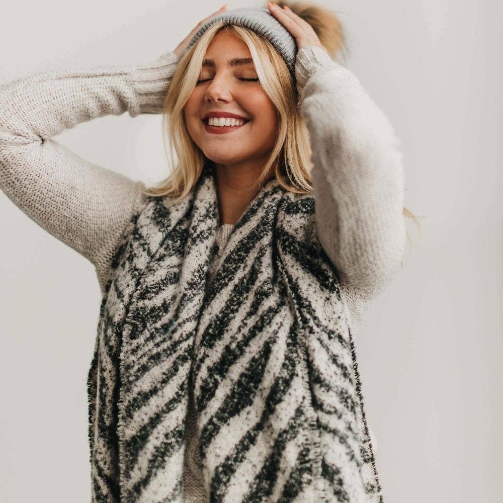 Brooke Zebra Print Fringe Scarf
